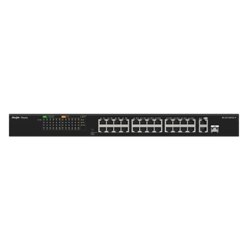 Ruijie RG-ES126FGS-LP 24-Port 10/100 with 2-Port Gigabit Unmanaged PoE Switch